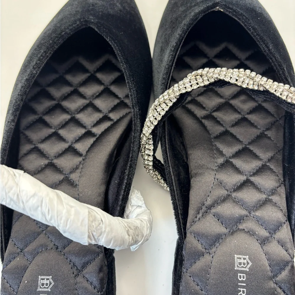 Birdies Black Velvet Mules with Rhinestone Accent - Picture 10 of 11